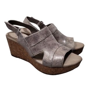 Clark's Annadel Silver Ultra Comfort Platform Shoe Sandal Women’s US Size 8